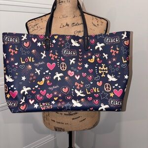 Tory Burch Peace Tote….Navy Multicolor Graphic Tote
